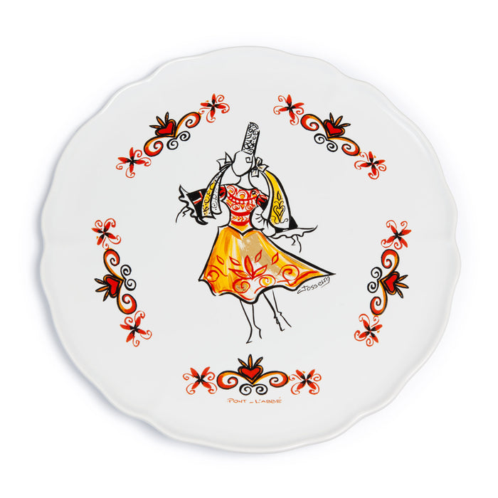 Plat à tarte décor costume Pont l'Abbé