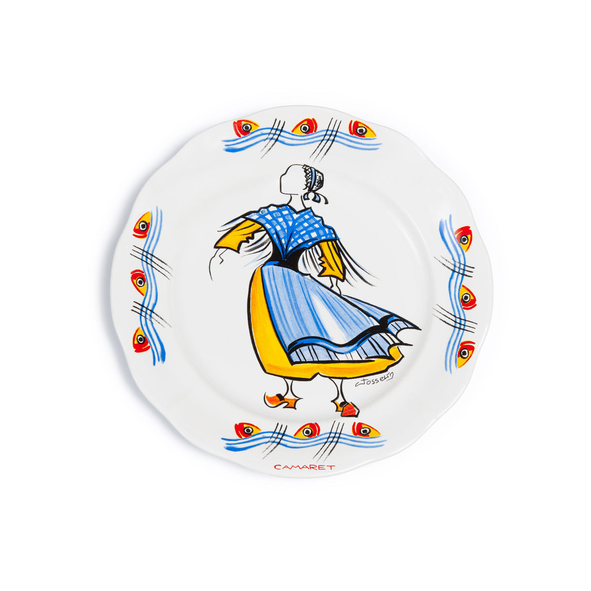 Grande assiette feston décor costume Camaret Céramiques de Cornouaille