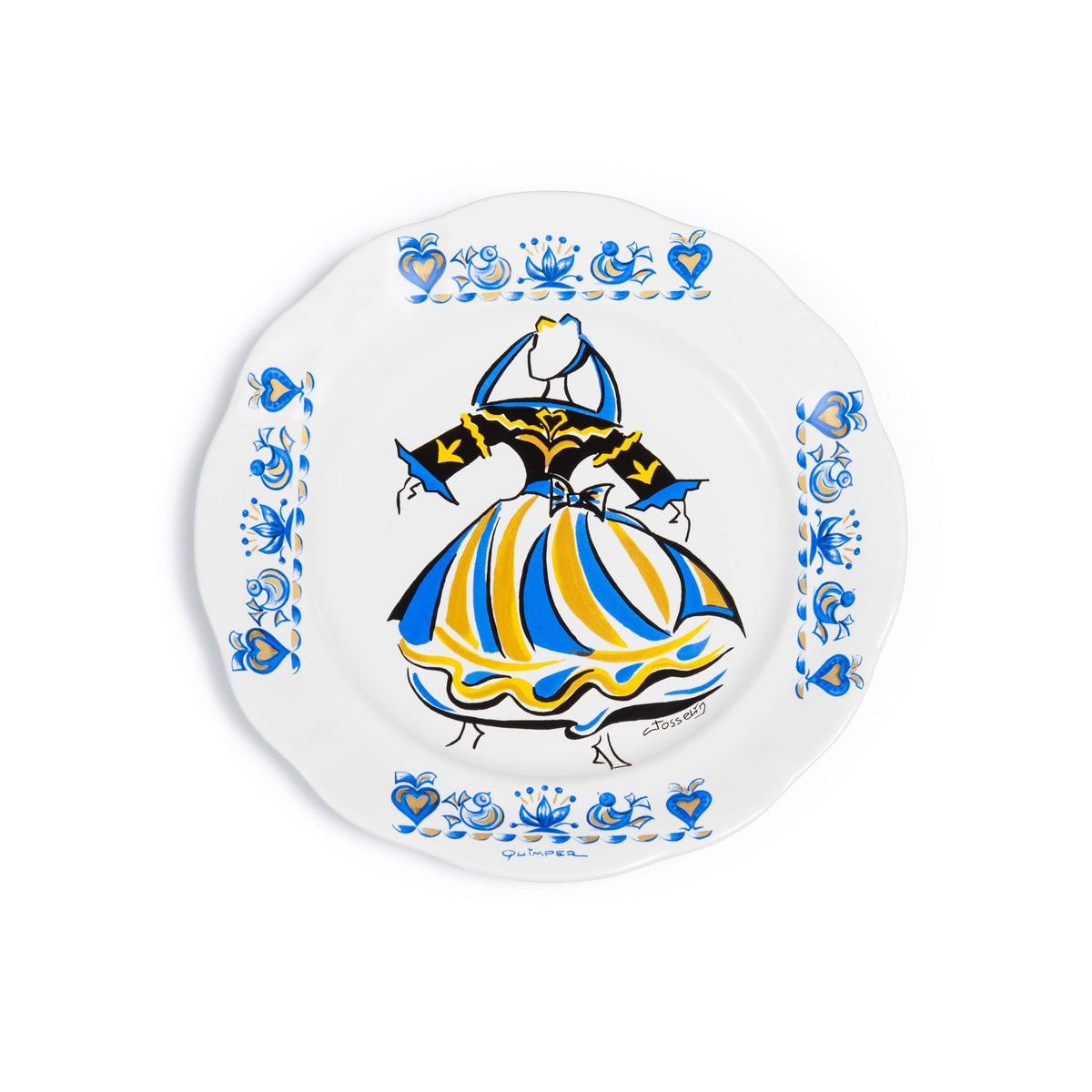 Grande assiette feston décor costume Quimper Céramiques de Cornouaille