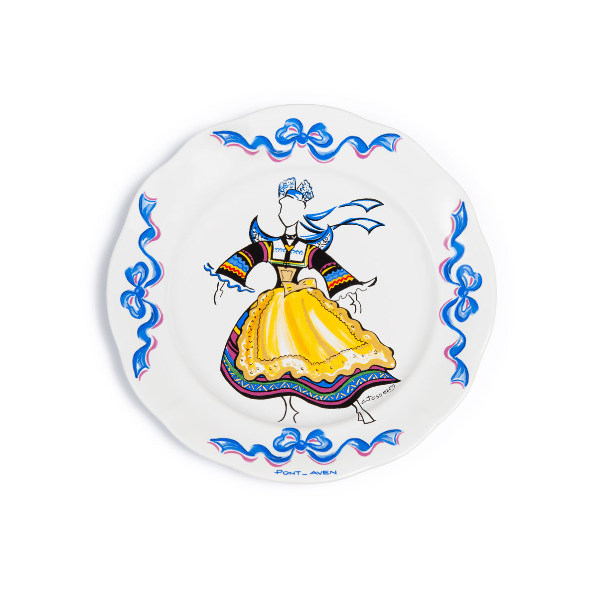 Grande assiette feston décor costume PontAven Céramiques de
