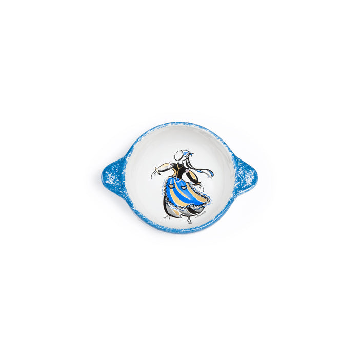 Bol à oreilles épongé bleu décor costume Saint Malo