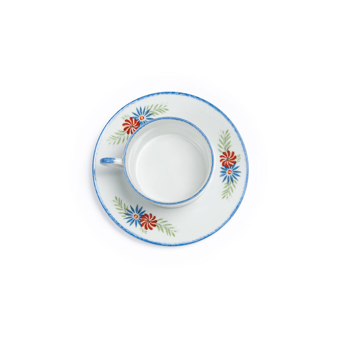 Ensemble tasse déjeuner décor Jardin fleuri