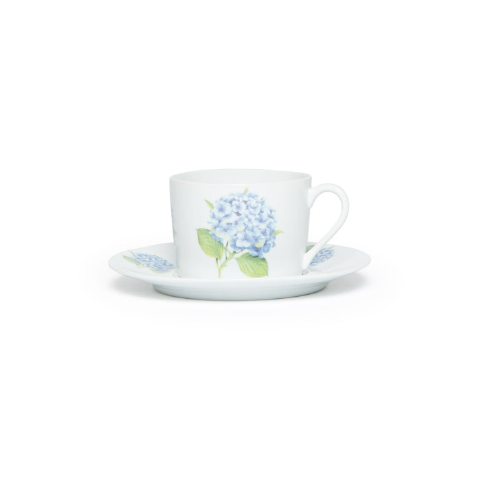 Ensemble tasse déjeuner décor hortensia