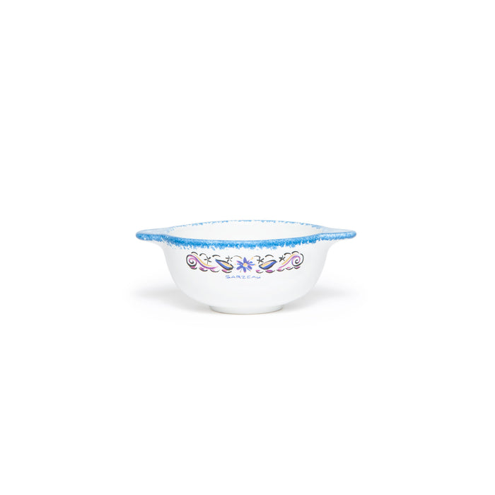 Bol à oreilles épongé bleu décor costume Sarzeau