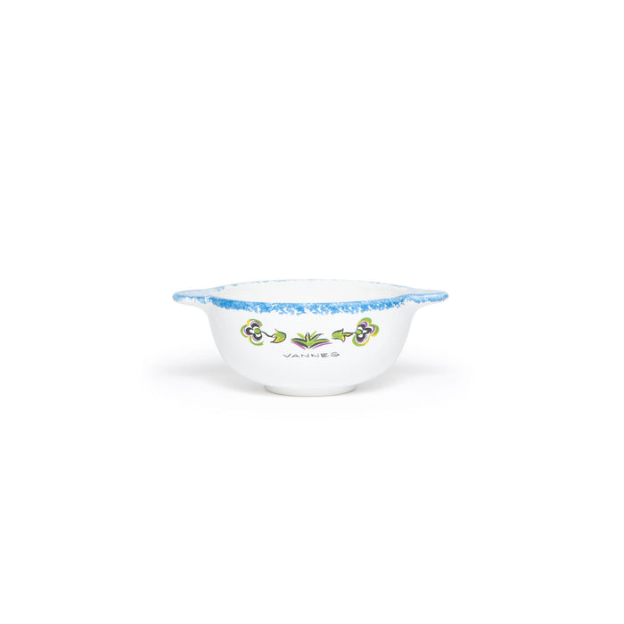 Bol à oreilles épongé bleu décor costume Vannes
